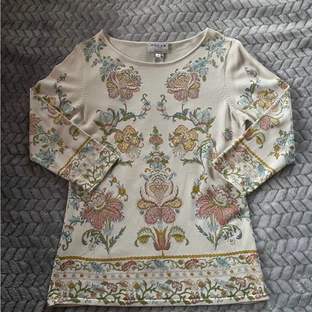 Oscar De La Renta Beaded Knit Top